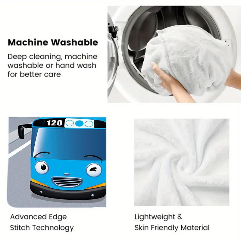 Tayo der kleine Bus Zeichentrick 2D Flaches Muster Flanelldecke Hohe Qualität Alle Jahreszeiten Wärme und Komfort Perfekt für Weihnachtsgeschenke.PMT0914200
