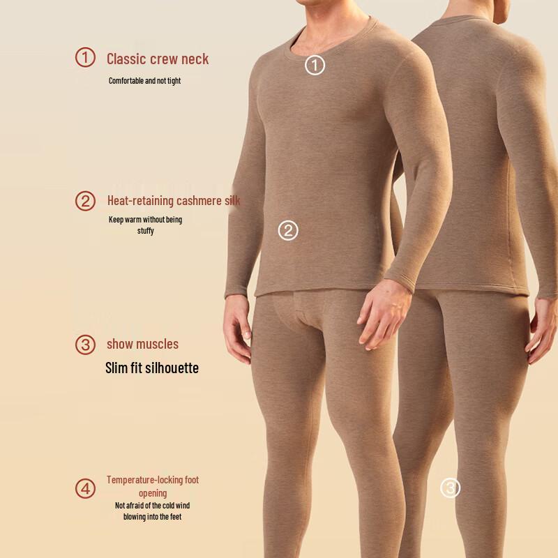 LANGSHA Herren Wolle Seide Antibakteriell Thermounterwäsche Set
