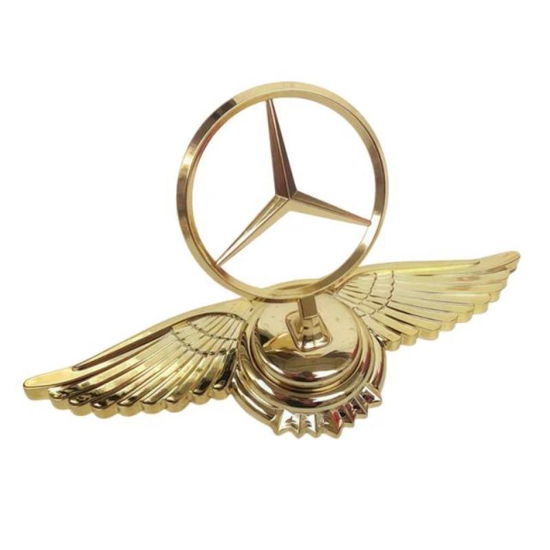 Emblem Badge Car Hood Front Chrome Logo Luxurious Plated For Mercedes Benz Hood with Wing C200 R300 E260 S450 S350
