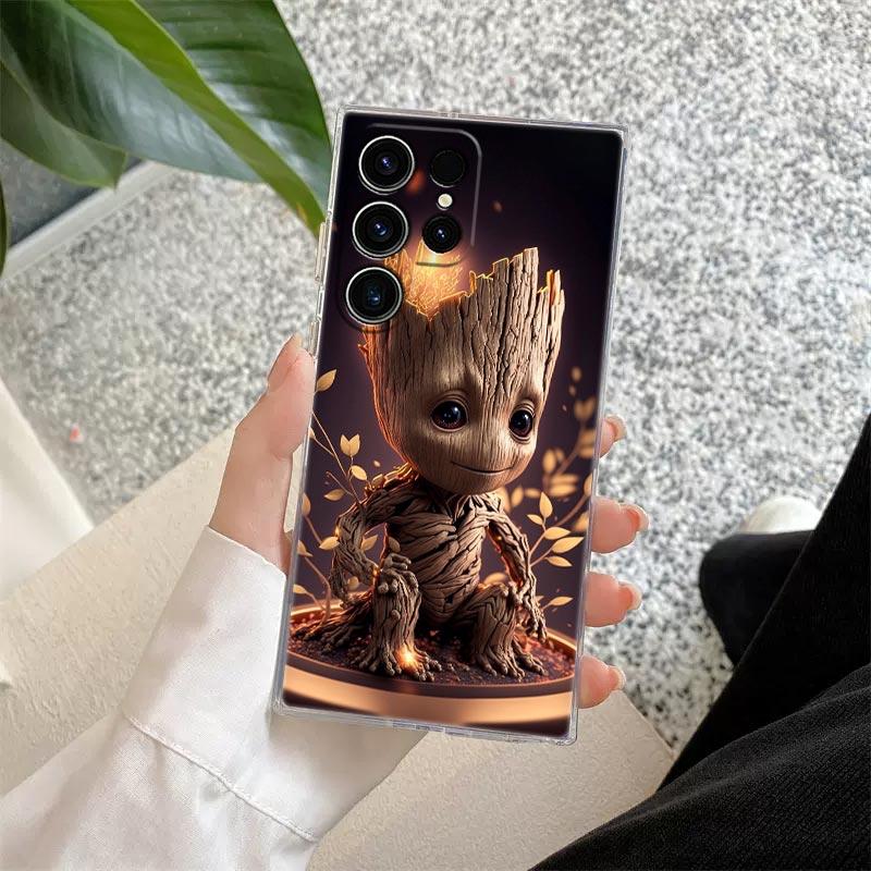 

Baby Cute Marvel Groot Deadpool Transparent Case For Samsung Galaxy S26 S25 Ultra S24 S22 S26 Plus S20 S23 S21 FE 5G Clear Cover Galaxy S22 5G