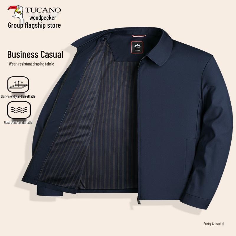 Woodpecker Men s 2025 Autumn Lapel Jacket for Middle-Aged & Elderly Cadre Dads L