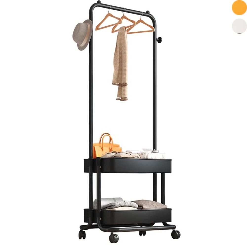 Single-pole Clothing Rack Metal with Wheels Floor-standing Clothes Hanger Easy Installation Clothes Drying Rack Laundry Room