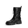2025 winter new mid-tube knight boots women's platform locomotive boots Internet celebrity belt buckle Korean version leather boots women's outer wear