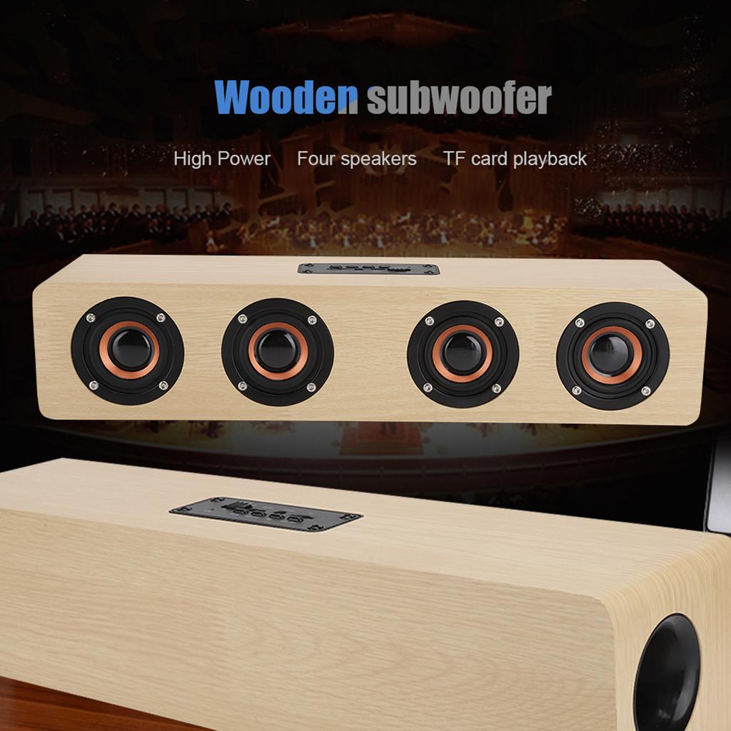 12W W8 Drewniany Głośnik Bluetooth Sound Tyrant Głośnik TV Obsługa Wkładania Karty FM Odbiór Głosu