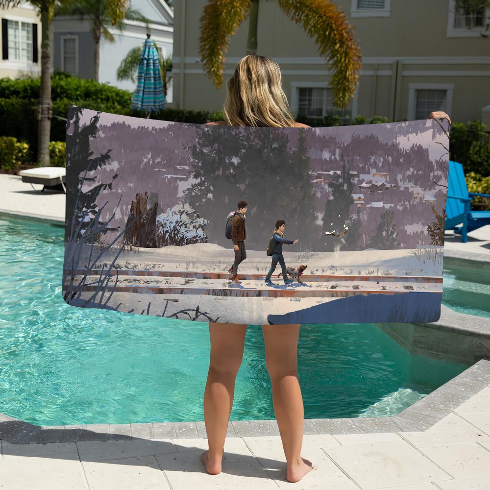 Lustiges L-Life is Strange2 Videospiel Handtuch Strandhandtuch Übergröße Schnelltrocknend Handtuch Saugfähig Weich Schwimmen Strandhandtücher für Männer Frauen