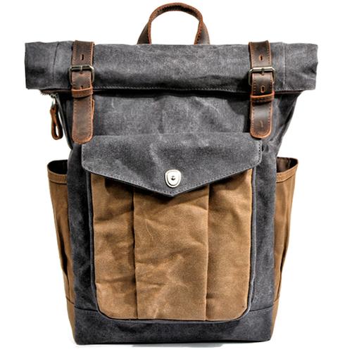 Luksusowe płócienne plecaki w stylu vintage dla mężczyzn płócienny skórzany plecak podróżny duże wodoodporne plecaki Retro Bagpack