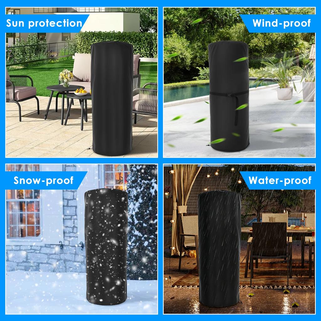 Patio Heater Cover Oxford Windproof Heater Cover Tear Resistant Waterproof Sunscreen Heater Protector for Home Outdoor Garden