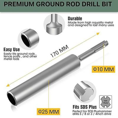 Sds Plus Piquet de Terre Driver Durable 17Mm Piquet de Terre Tige de Mise à la Terre Acier Trempé Pour Perceuse Rotative Sds Plus Outil Électroportatif