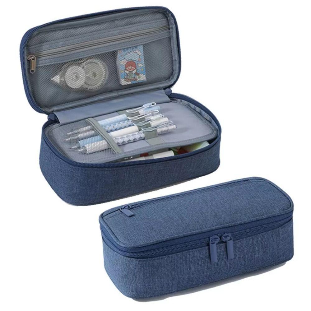 Large Capacity Student Stationary Boxes Double Zipper Pencil Case Pen Bag  Stationery Organizer