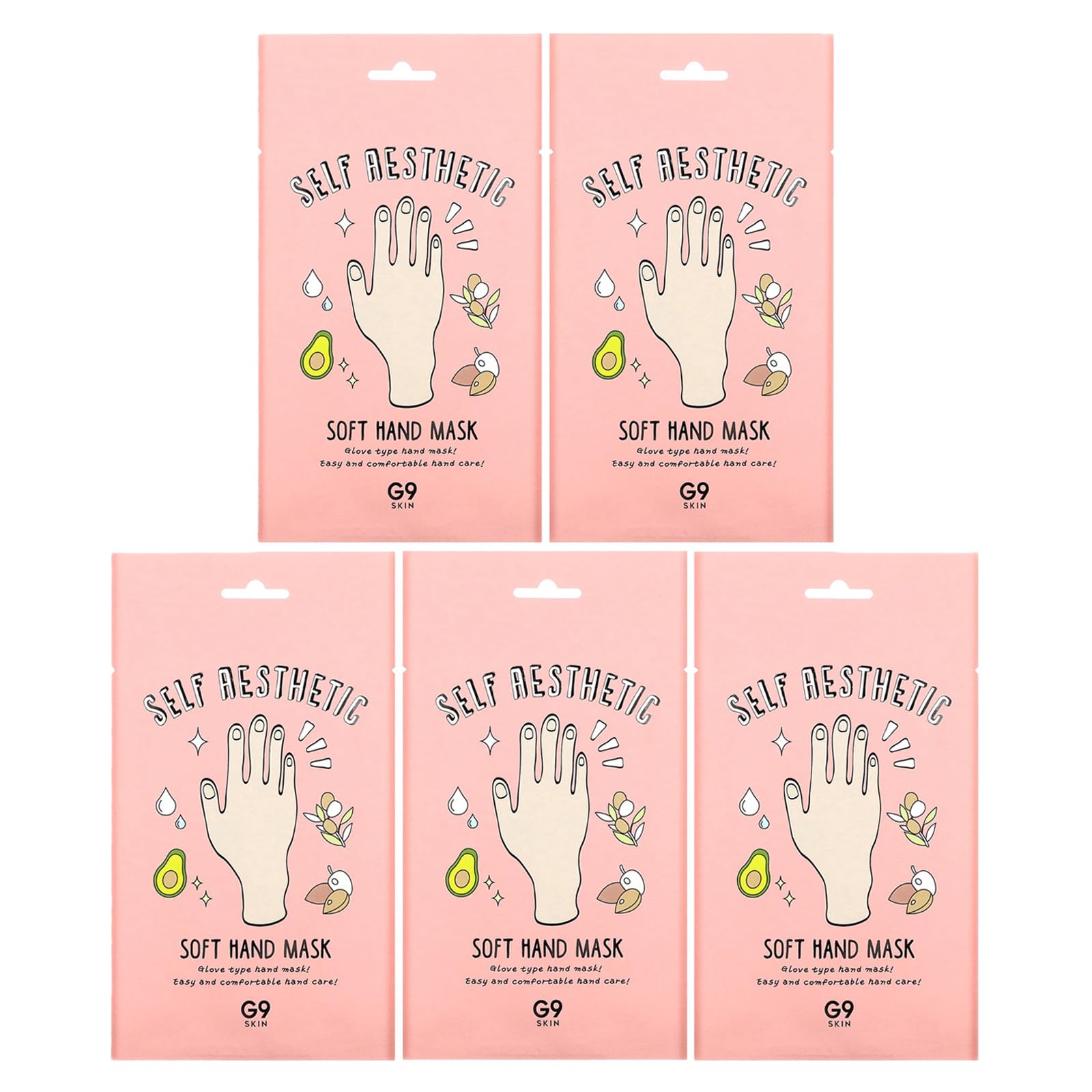 

G9SKIN Authentic of Series Hand Easy Care Like a Korean Cosmetics [Official Product] [Set 5] Self-Aesthetic (Soft Pack) Glove,