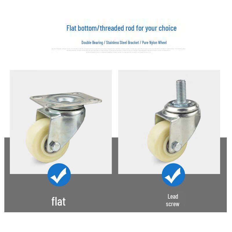 1.5-inch White Nylon Swivel Caster Wheel