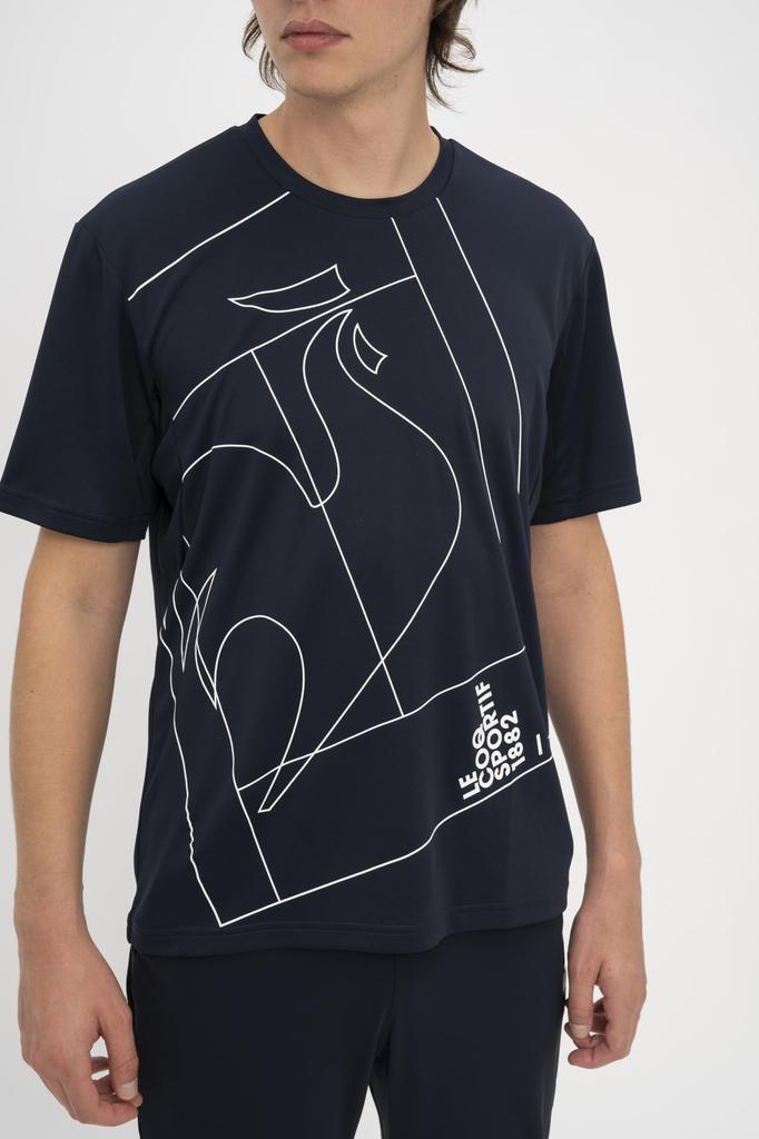 Coq Tennis Practice Graphic Practice UV CUT Cooling Tennis Easy To Raise NV00 [Le Sportif] Shirt, Shirt, Sweat-Absorbent, Quick-Drying, (UPF50+),