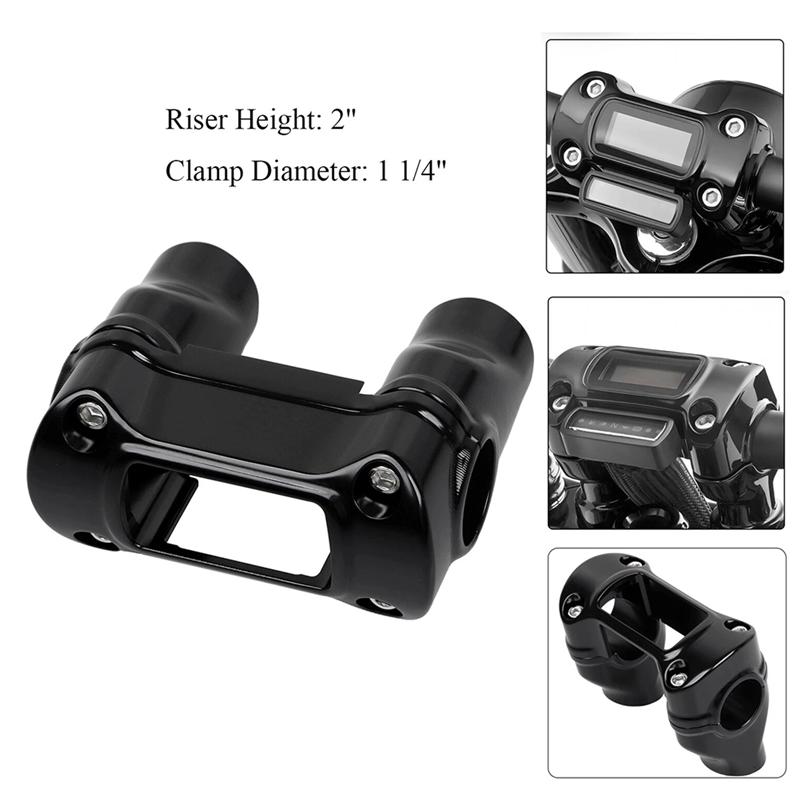 NEW-For  Sportster 883 1200 Softail Dyna Compatible 2" Handlebar Riser 1 1/4" Bar Clamp