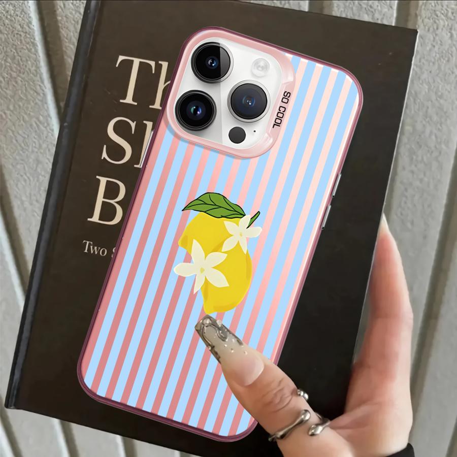 Lemon Cool Stripe Pattern Back Phone Cover Case for iPhone 17 Pro Max XS 15 Plus 14 16 13 Pro Air XR 11 12