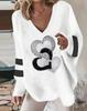 2023 Autumn/Winter Multi-color Women's V-neck Loose Long Sleeve Pullover Top