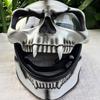 Masque à Capuche en Latex Crâne Halloween Couvre-Tête Bouche Mobile Tête Entière 16x11x11cm Visage de Crâne Effrayant Fournitures de Fête Costume Cosplay