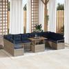 Garden Dining Set with Cushions 11 pcs Grey and Navy Blue