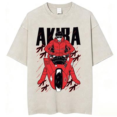 Anime Akira Vintage Washed T Shirts 90S Manga Shotaro Kaneda Graphic T-shirt Men's Women Clothing 100% Cotton Oversized T-shirts