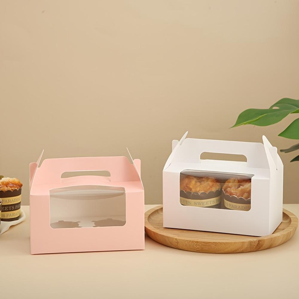 18pcs Cake Boxes Leak Proof Cake Produce Box with Lid Handle and Clear Window Gift Packing Box Portable Cake Sealed Box for Home Kitchen and Bakery