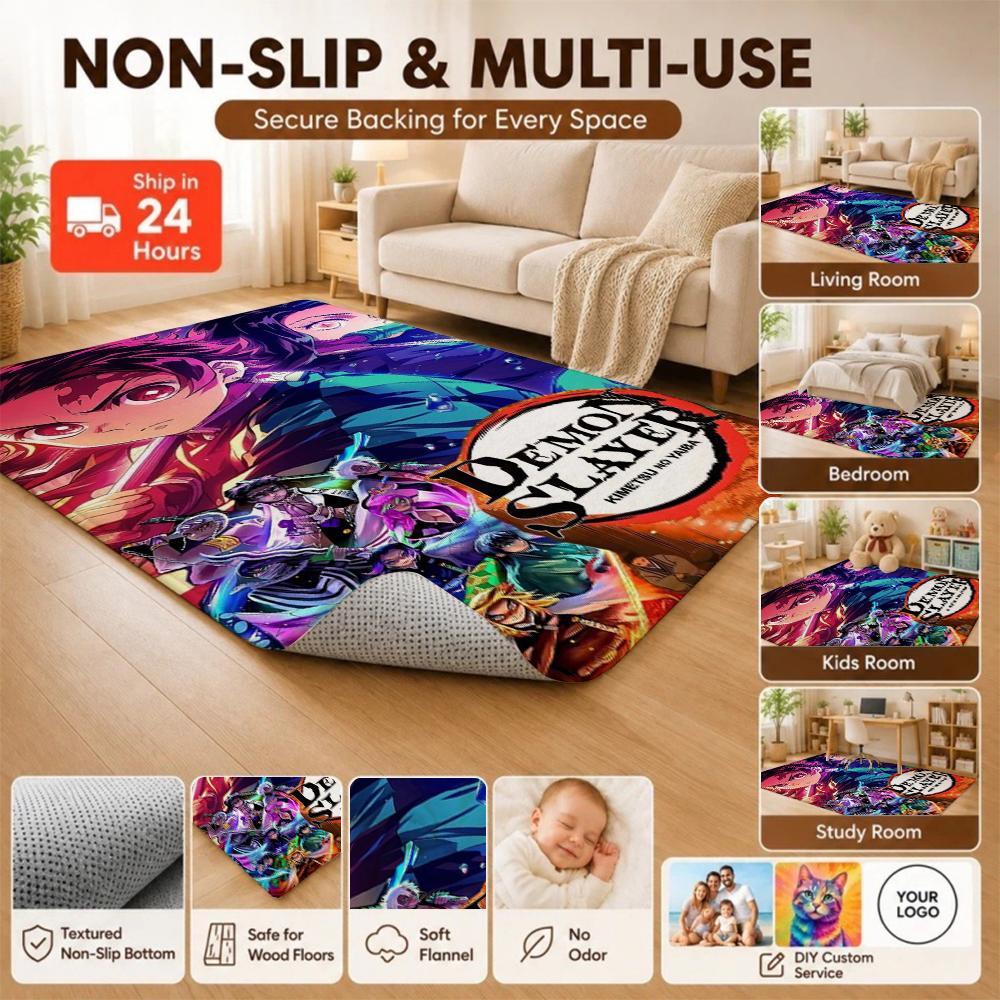 Demon Slayer Guardians Humanity Patterned Rug Allseason Carpet For Bedroom Kitchen Bathroom Home Decor Memorial Gift