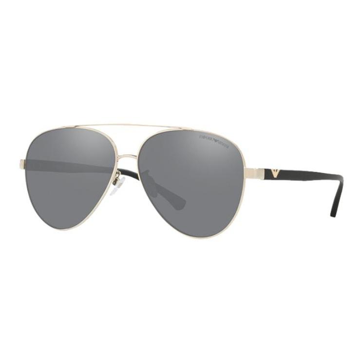 Emporio Armani Sunglasses Gold Frame Gray Lenses Aviator Style Unisex sunglasses 0EA2046D30136G62 Gray