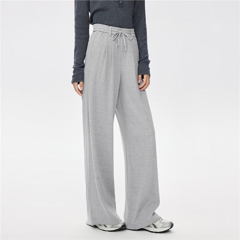 GIORDANO Women's Knit Elastic Pleated Wide-leg Sweatpants
