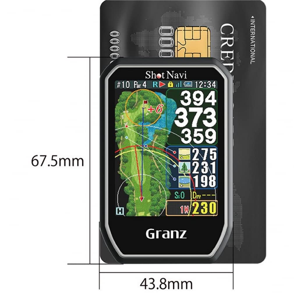 Shot Navi Granz BK Golf GPS Touch Panel Big Letters Ultra Lightweight 54g Made In Japan Equipped with the Latest GPS Chip Compatible with Michibiki