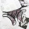 Sexy Lingerie Women's Underwear Embroidered Hollow Mesh Seductive Thong Panties Underpants G Strings Crotchless Bandage Underwear Lingerie for Women