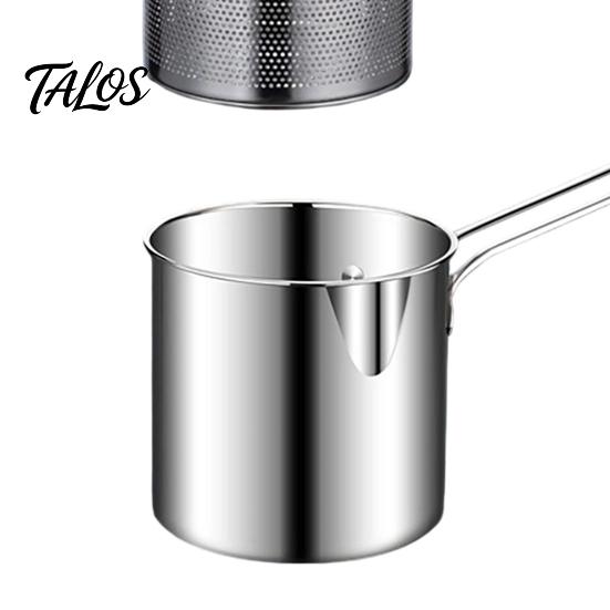 Small Deep Fryer with Basket Pot Removable Frying Basket, Durable Stainless Steel Compact Oil Filter Batch Pot, No Spill Saving for French Fries
