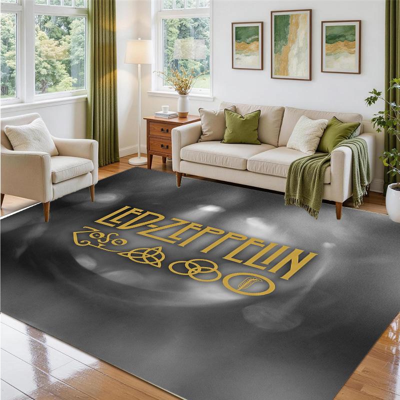 Led Zeppelin Design Crystal Velvet Rug Soft Decorative Mat for Bedroom Entrance