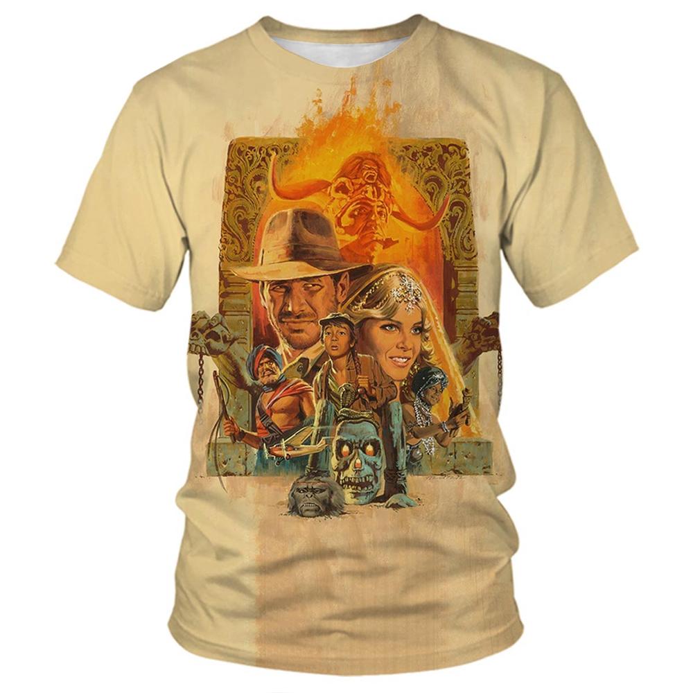 Classic Film 3D Print Indiana Jones Themed Sports Quick Dry Breathable Men's T-Shirt Outdoor Retro Casual Fashion Short Sleeve Top