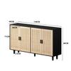 158CM Elegant and Functional 4-Door Rattan Decorative Storage Cabinet,for Bedroom,Living Room,Office,Black