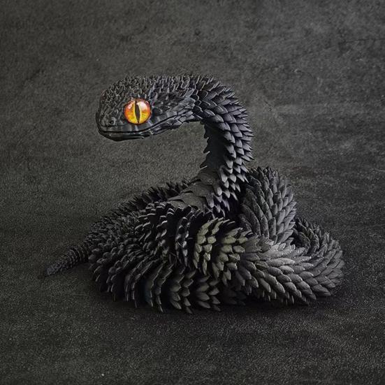 3D Printed Snake Figurine Movable Joints Snake Figure Articulated Animal Model Toy Home Office Bookshelf Desktop Decoration Ornament