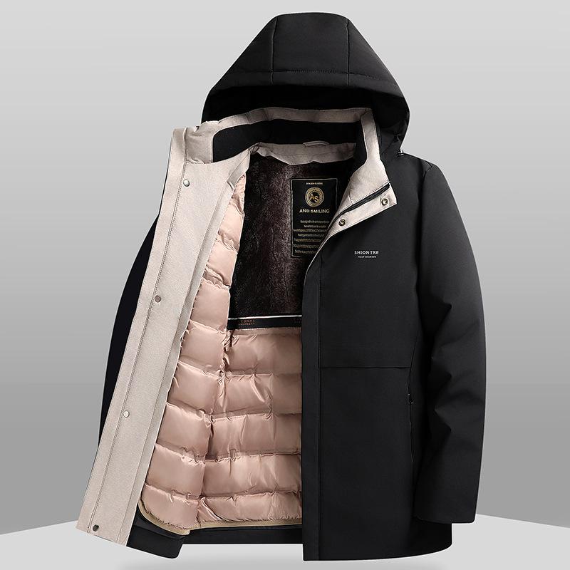 

Одно платье и три вида одежды на осень и зиму, белая куртка-пуховик с капюшоном, теплая куртка-пуховик Business Warm, защищающая от холода 195 чёрный