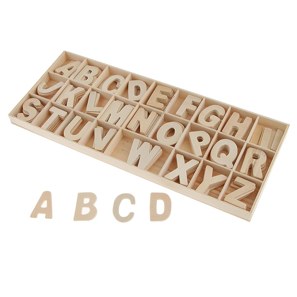 156 Pieces Craft Wood Letters Natural Wooden Alphabet with Storage Tray