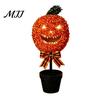 Outdoor Fall Yard Decorations Artificial Pumpkin Topiary Tree, Halloween Face Faux Boxwood Plants with Stake, Decorative Orange Autumn