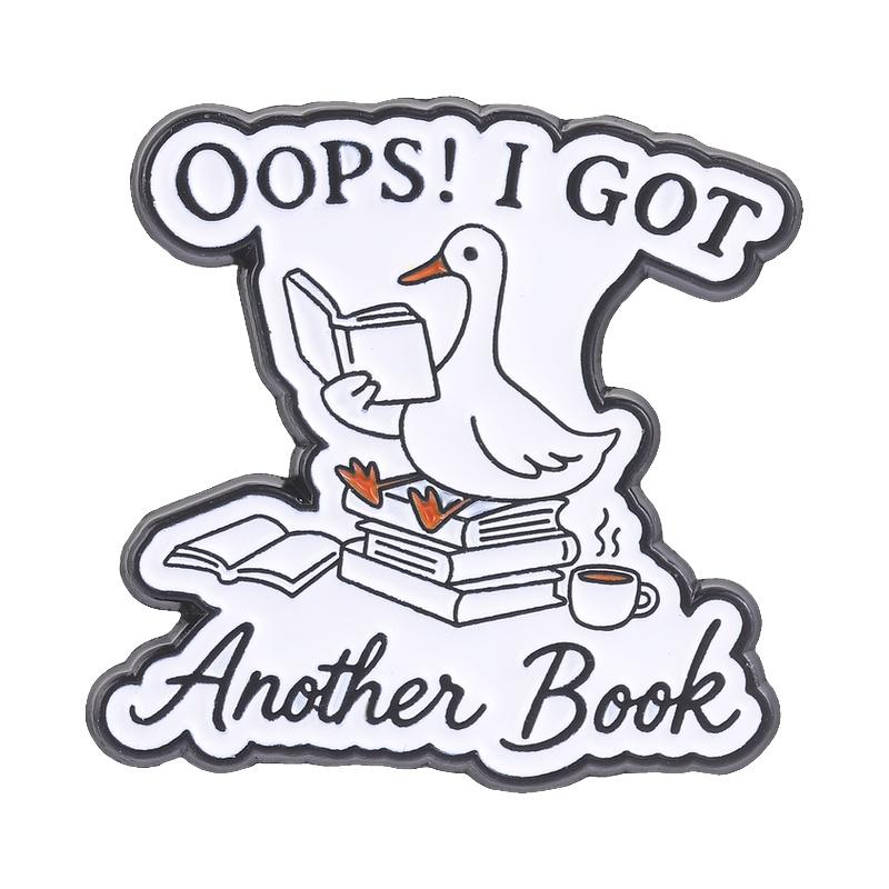 Funny Reading Book Goose Enamel Pins Office Worker Email Stress Anxiety Duck Cute Animal Brooches Lapel Badge Jewelry Gifts