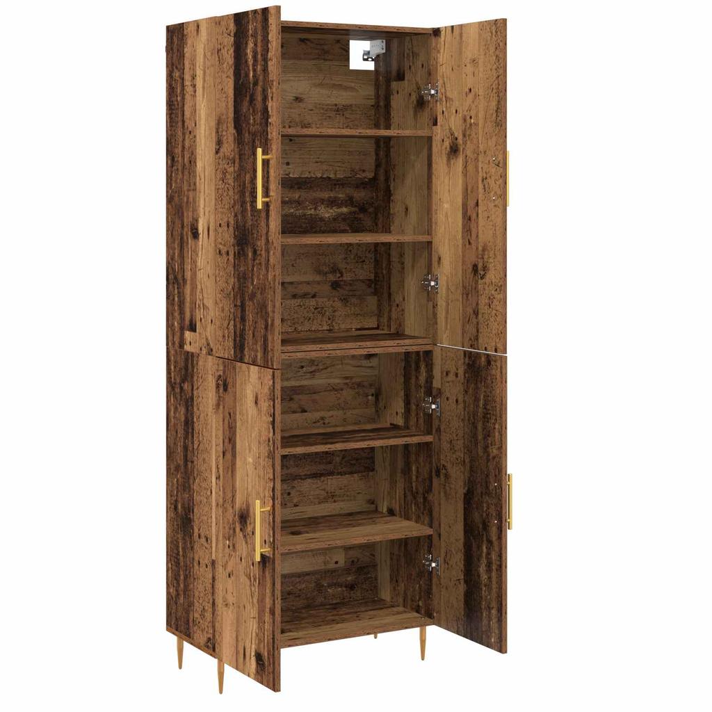 Wall Mounted Highboard Reclaimed Wood Look 69.5 x 34 x 180 cm Engineered Wood