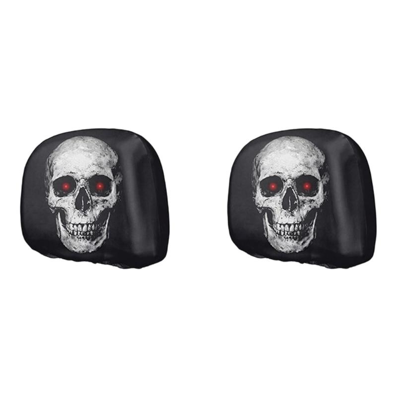 Stretch Car Headrest Cover Set 2 Pack, Visual Cabin Covers for Dust Care and Horror Theme Vehicle Decoration Update