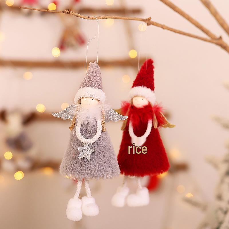 Roztomilé plyšové panenky andělů s peříčky, ozdoby na vánoční stromek pro přeshraniční dekoraci