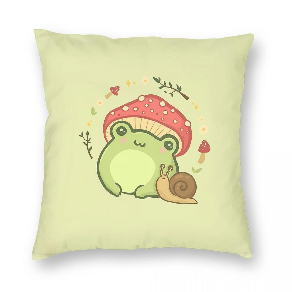 Frog Toadstool Mushroom Hat Snail Square Pillowcase Polyester Linen Velvet Printed Decor Pillow Case Home Cushion Cover X