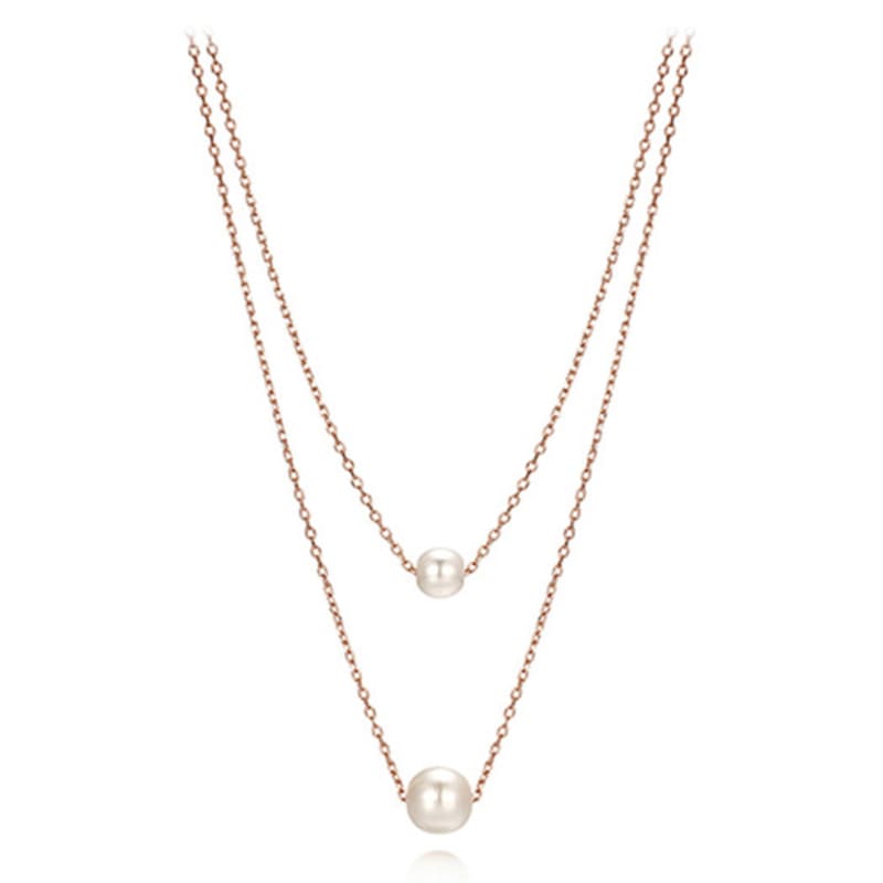 

ELLE Jewelry Daily Pearl Layered Necklace ELBRNN200 white gold