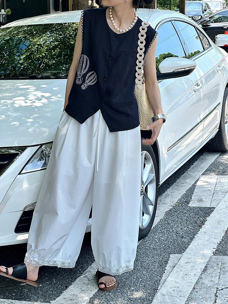 [Welfare payment, non-refundable] Embroidered Tencel linen vest vest women s high-end cardigan top 3616 M