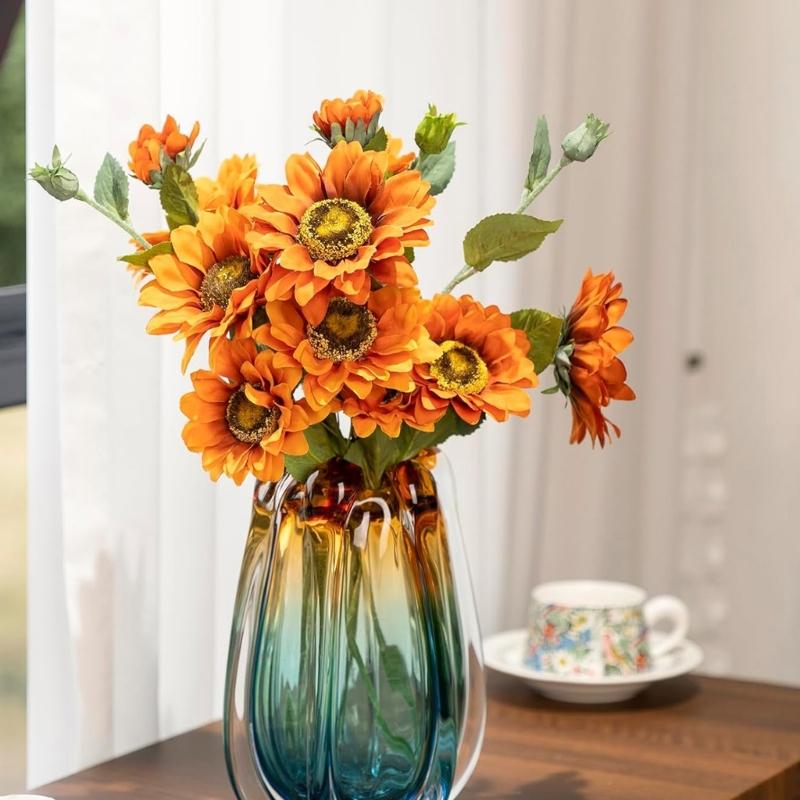 Moderne Kunstglazen Vazen Handgeblazen Kleurverloop Meerkleurige Vazen voor Tafeldecoraties Bloemschikking Display Decoratie