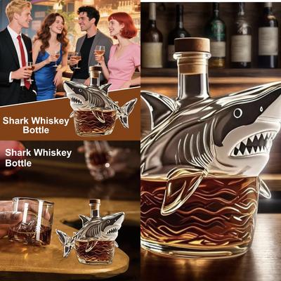 Unique Whiskey Shark Glass Decanter 320ml Funny Whiskey Shark Bottle Creative Men Gift Bar Party Decanter Home Decor For Whiskey