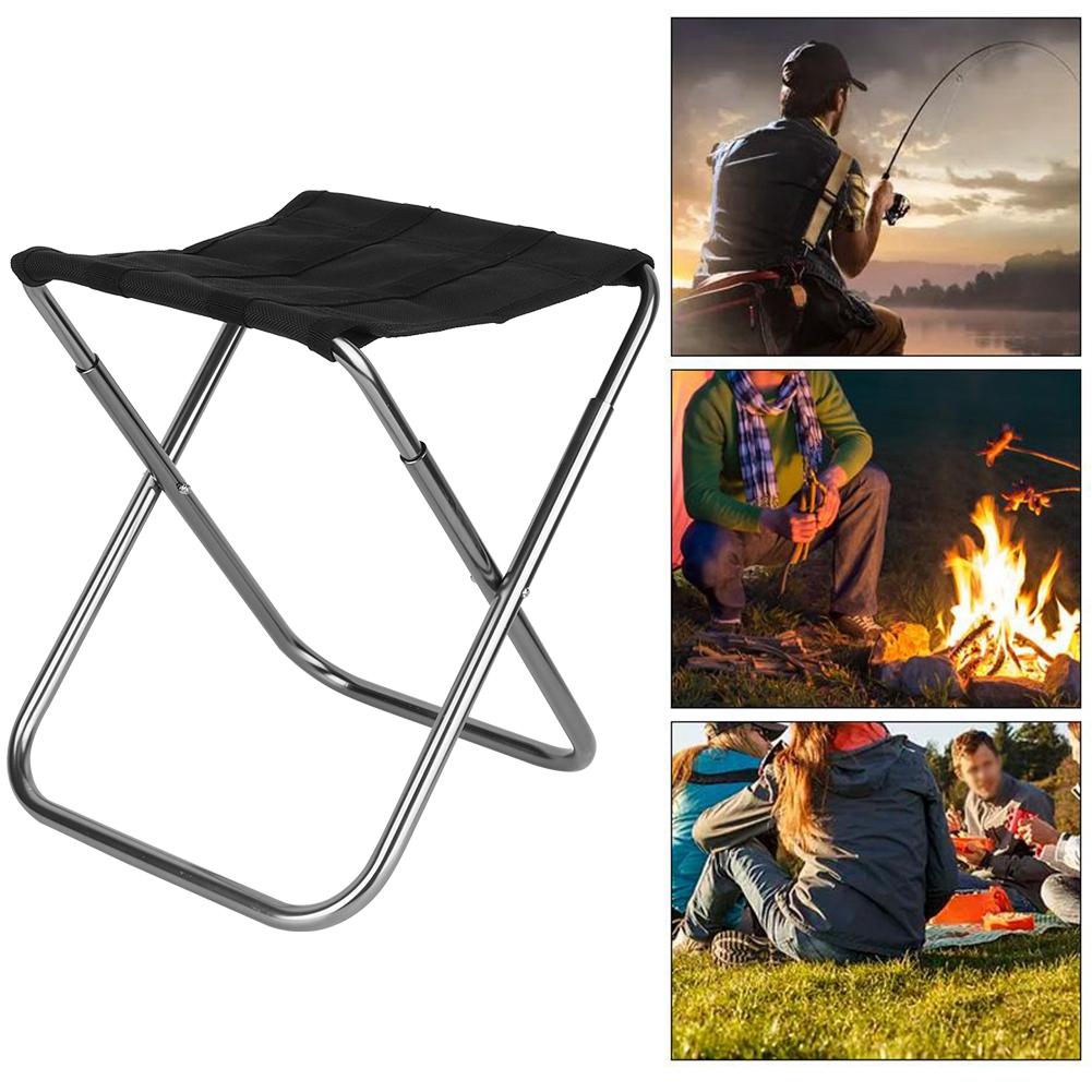 Mini Portable Folding Stool Aluminum Alloy Outdoor Chair for Fishing Camping Picnic (Silver, M)