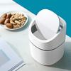 Desktop Trash Can Plastic with Lid Mini Small for Dining Table Desk Home Office for Clutter Storage