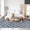 Tapis coton motifs croisillons en laine épaisse gris foncé 160x230