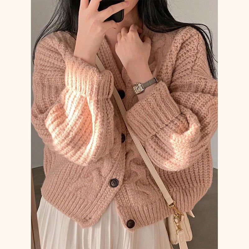 Women s Korean Style Loose-Fit Knit Cardigan L
