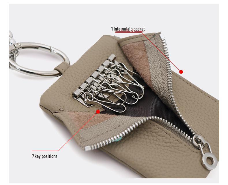 Genuine Leather Japanese Pendant Key Holder and Coin Purse - Multi-functional Organizer for Women